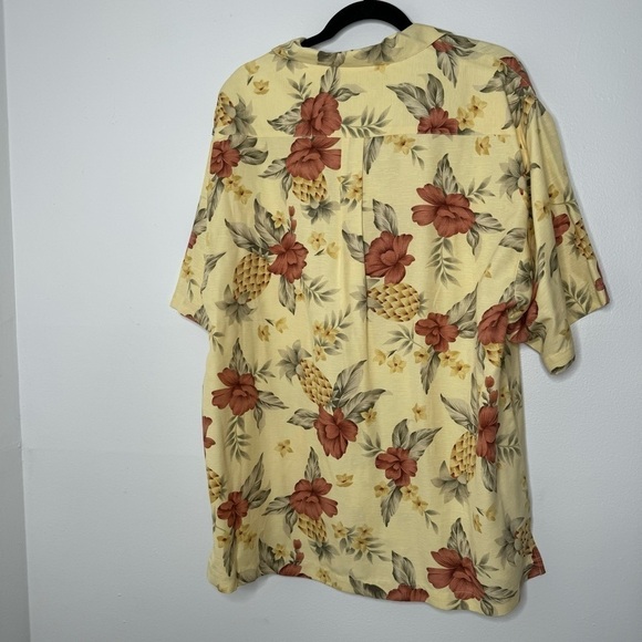 Tommy Bahama yellow Hawaiian print silk short sleeve button down large - Picture 5 of 5